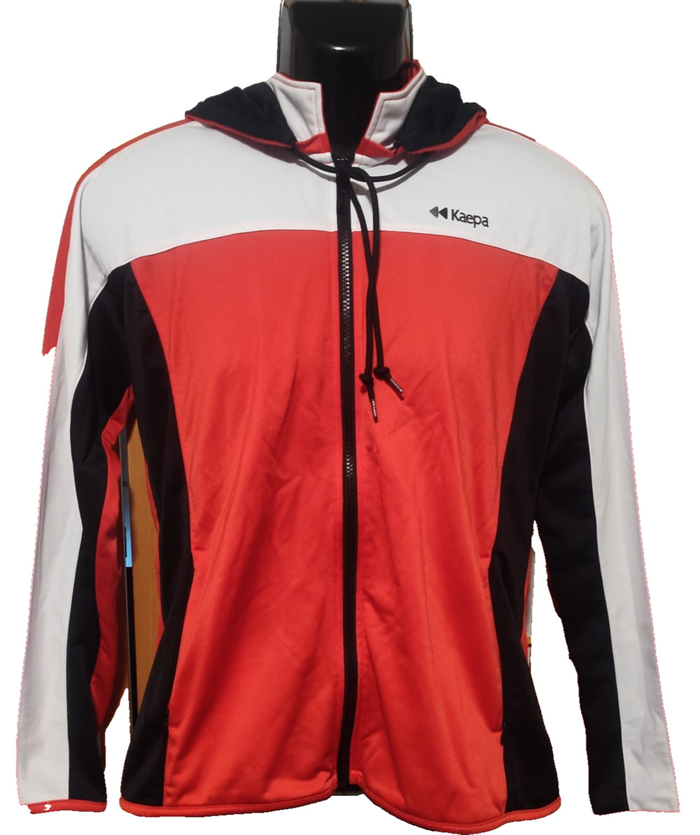 Kaepa Men’s Red Long Sleeve Full Zip Athletic Track Hooded Jacket Size L BG40